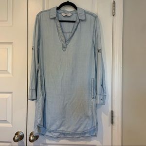 Celebrity Pink Chambray 3/4 Sleeve Dress